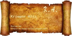 Krieger Aliz névjegykártya